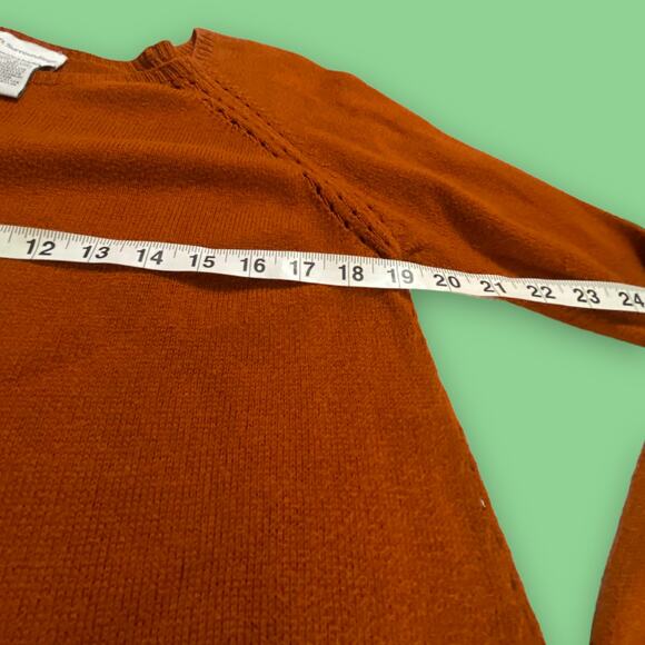 Soft Surroundings Burnt Orange Cotton Cashmere Blend Sweater Lace Trim Size L - Picture 4 of 10